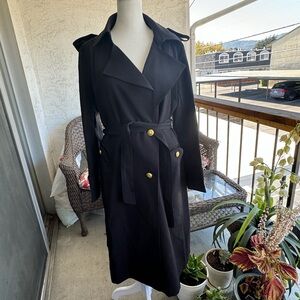 Women's Classic Long Double-Breasted Trench Coat with Pockets Over Coat  NWT S